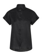 Tissue Linen-Ss Shirt Tops Shirts Short-sleeved Black Lauren Ralph Lau...