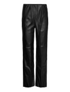 Slkaylee Straight Pants Bottoms Trousers Leather Leggings-Bukser Black...