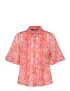 Cass Hallie Crinkle Pintuck Sh Tops Blouses Short-sleeved Pink French ...