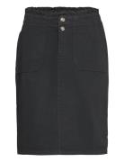 Utility Skirt With A Paperbag Waistband Knælang Nederdel Black Esprit ...