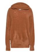Olivia Faux Fur Knitted Hoody Tops Sweatshirts & Hoodies Hoodies Brown...