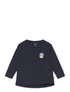 Top Solid W Detail Tops T-shirts Long-sleeved T-Skjorte Navy Lindex