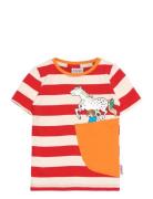 Pippi Stripe T-Shirt Tops T-Kortærmet Skjorte Red Martinex