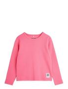 Solid Rib Ls Tee Tops T-shirts Long-sleeved T-Skjorte Pink Mini Rodini