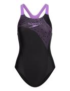 Womens Medley Logo 1 Piece Sport Swimsuits Black Speedo