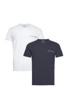 Men's Knit 2-Pack T-Shirt Tops T-Kortærmet Skjorte Navy Emporio Armani