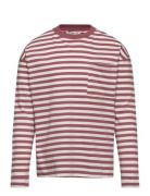 Striped Long Sleeves T-Shirt Tops T-shirts Long-sleeved T-Skjorte Red ...