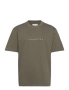 Over D Embroidery Tee S/S Tops T-Kortærmet Skjorte Green Lindbergh