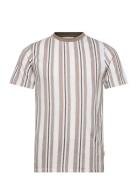 Towel Striped O-Neck Tee S/S Tops T-Kortærmet Skjorte Beige Lindbergh