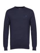 Slim Fit Cotton Sweater Tops Knitwear Round Necks Navy Polo Ralph Laur...
