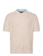 Ventar Tops Knitwear Short Sleeve Knitted Polos Beige Ted Baker London