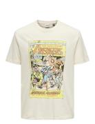 Onsmarvel Life Lic Reg Ss Tee Tops T-Kortærmet Skjorte Cream ONLY & SO...