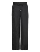 Soft Drapey Linen-Pant Bottoms Trousers Wide Leg Black Lauren Women