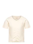 T-Shirt Ss Rib Tops T-Kortærmet Skjorte White Creamie