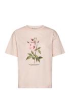 Printed Cotton-Blend T-Shirt Tops T-shirts & Tops Short-sleeved Pink M...