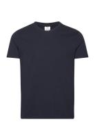 Basic Cotton V-Neck T-Shirt Tops T-Kortærmet Skjorte Navy Mango