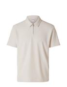 Slhrelax-Plisse Half Zip Ss Polo Ex Tops Polos Short-sleeved Cream Sel...