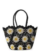 Sunflower Crochet Basket Black Shopper Taske Black Ceannis