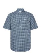 Ss Western Shirt Tops Shirts Short-sleeved Blue Wrangler