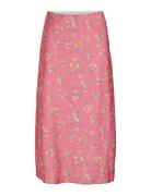 Vilouis Midi Skirt Knælang Nederdel Pink Vila