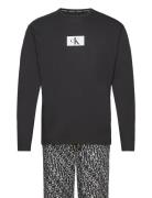 L/S Pant Set Pyjamas Nattøj Black Calvin Klein