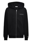 Inst. Logo Relaxed Zip-Through Tops Sweatshirts & Hoodies Hoodies Blac...