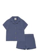 Set Shirt Shorts Gauze Sets Sets With Short-sleeved T-shirt Blue Linde...