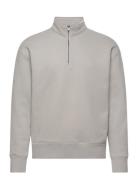 Hco. Guys Sweatshirts Tops Knitwear Half Zip Jumpers Grey Hollister