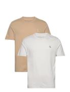 2 Pack Monologo T-Shirt Tops T-Kortærmet Skjorte Beige Calvin Klein Je...