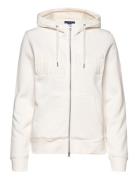 D2. Gant Logo Zip Hoodie Tops Sweatshirts & Hoodies Hoodies Cream GANT