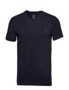 Custom Slim Fit Jersey V-Neck T-Shirt Tops T-Kortærmet Skjorte Navy Po...