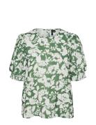 Vmfrej 2/4 Kerry Top Wvn Exp Tops Blouses Short-sleeved Green Vero Mod...