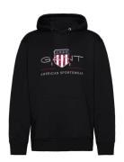 Reg Archive Shield Hoodie Tops Sweatshirts & Hoodies Hoodies Black GAN...