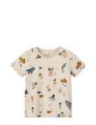 Apia Printed Shortsleeve T-Shirt Tops T-Kortærmet Skjorte Cream Liewoo...