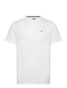 Tjm Slim Rib Detail Tee Tops T-Kortærmet Skjorte White Tommy Jeans