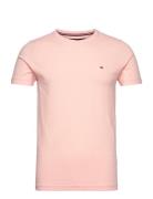 Stretch Slim Fit Tee Tops T-Kortærmet Skjorte Pink Tommy Hilfiger