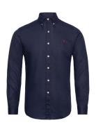 Custom Fit Linen Shirt Tops Shirts Casual Blue Polo Ralph Lauren