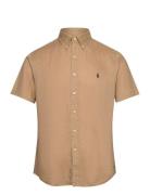 Custom Fit Linen Shirt Tops Shirts Short-sleeved Khaki Green Polo Ralp...