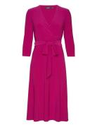 Surplice Jersey Dress Knælang Kjole Pink Lauren Ralph Lauren