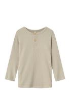 Nmmkab Ls Top Noos Tops T-shirts Long-sleeved T-Skjorte Beige Name It