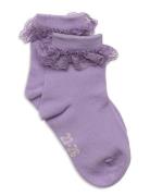 Ankle Sock W. Lace Sokker Strømper Purple Minymo