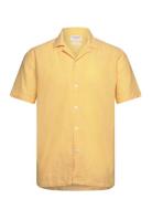 Casual Linen Blend Resort S/S Tops Shirts Short-sleeved Yellow Lindber...