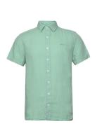 Linen Shirt Short Sleeve Tops Shirts Short-sleeved Green Sebago