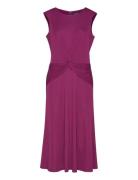 Twist-Front Jersey Dress Knælang Kjole Purple Lauren Ralph Lauren