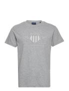 Reg Tonal Shield Ss T-Shirt Tops T-Kortærmet Skjorte Grey GANT