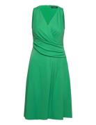 Surplice Jersey Sleeveless Dress Knælang Kjole Green Lauren Ralph Laur...