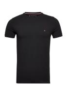 Core Stretch Slim C-Neck Tee Tops T-Kortærmet Skjorte Black Tommy Hilf...