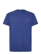 Classic Fit Cotton-Linen Pocket T-Shirt Tops T-Kortærmet Skjorte Blue ...