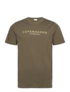 Copenhagen Print Tee S/S Tops T-Kortærmet Skjorte Green Lindbergh