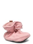 Cotton Jaquard Slippers Shoes Baby Booties Pink Melton